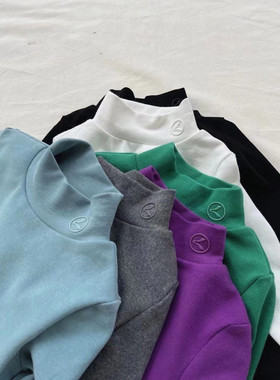 韩国童装潮牌紫色L标德绒发热打底衫男女童2025冬气质洋气内搭新