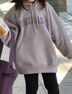 韩国童装显肤白加绒连帽套头女童字母卫衣2025冬装洋气保暖男童潮