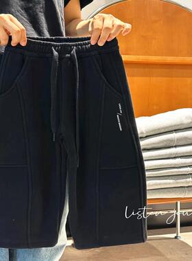 韩国童装潮牌LJ家24517加绒针织裤2025冬款男女大童脚口微微内收