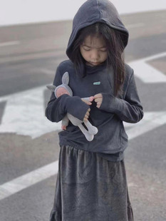 韩国童装潮牌TD有味道连帽百搭德绒打底衫男童2025冬装女童洋气潮