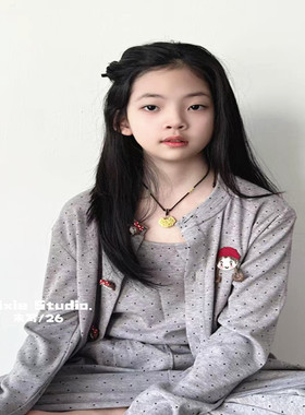 潮牌家居服三件套套装女童2026春夏装新款大童亲子睡衣美美哒韩版