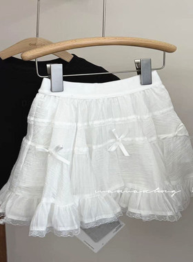 韩国童装潮牌白色蛋糕裙蝴蝶结女童2026夏装其中你超好搭半身裙韩