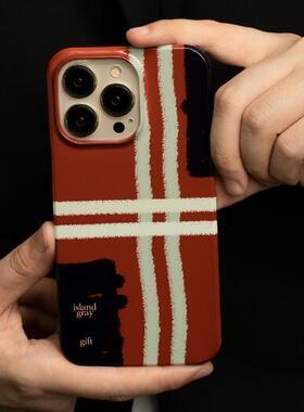 红色礼物条纹适用mate50/40pro华为手机壳nova5/7/8/9菲林p50p40苹果15pro保护套小米13/12荣耀70/80红米k40s