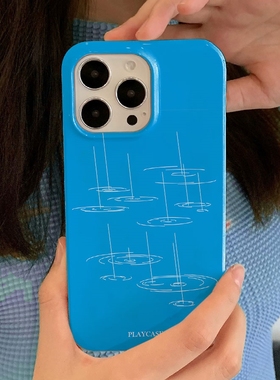 蓝色夏天雨季适用iPhone16promax苹果14小米17新款mate70华为p70nova13荣耀200手机壳opporeno13软壳vivox100