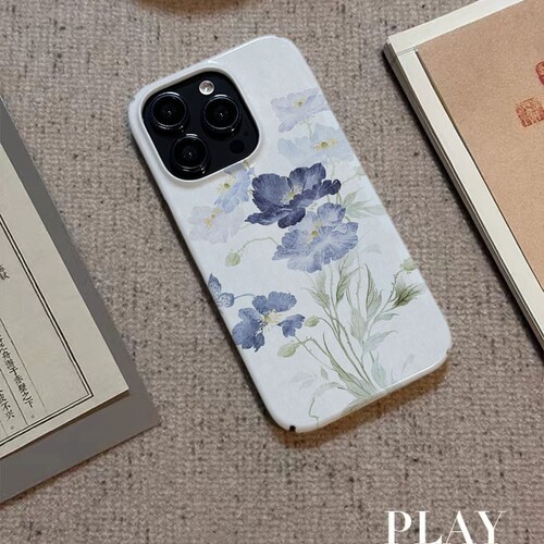 淡雅蓝花适用iPhone15promax苹果13小米14新款mate60华为p70e软壳nova12荣耀90菲林手机壳opporeno11vivox100