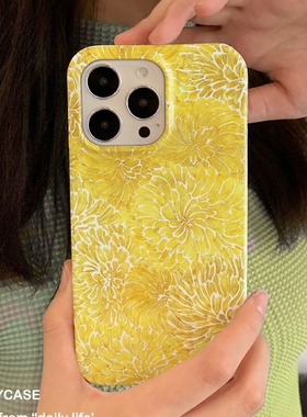 适用iPhone16promax苹果17小米17pro新款mate60华为p70荣耀200菲林nova13手机壳svivox300黄色牡丹oppofindx9