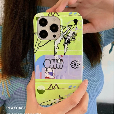 适用iPhone17promax苹果14小米15新款mate60华为p70荣耀200菲林nova13手机壳oppofindx8s+软vivox200绿色涂鸦