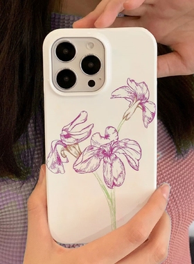 适用iPhone16promax苹果14小米15新款mate70华为p70nova13荣耀200手机壳opporeno13软壳vivox100紫色鸢尾花