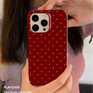红色波点适用iPhone16 15promax手机壳华为P70小米14opporeno13菲林软壳vivox200pro红米k70pro苹果14荣耀200