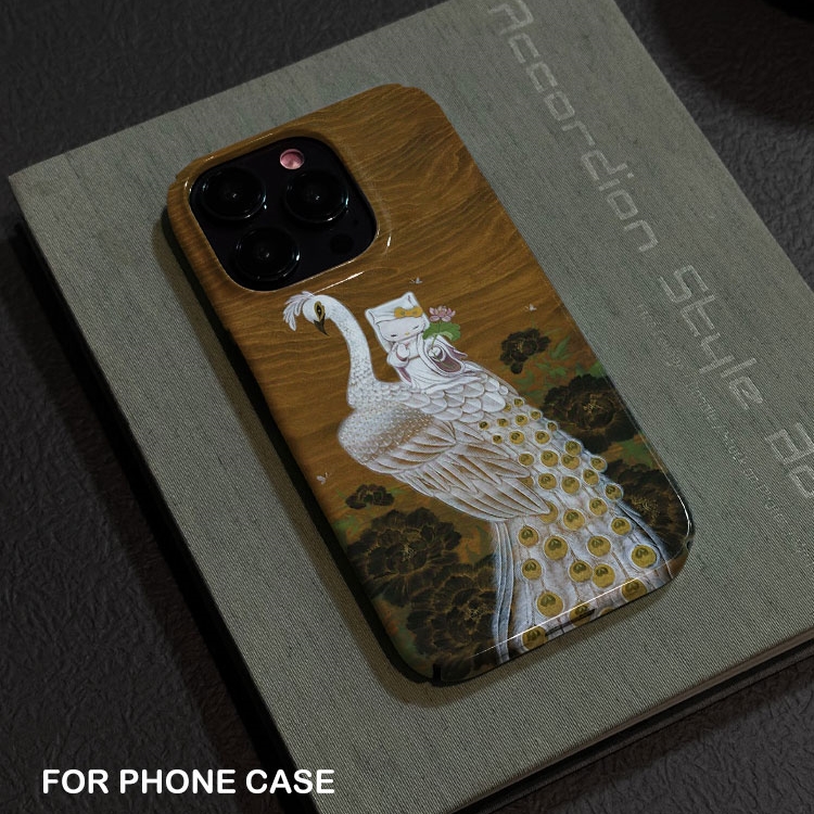 艺术KT猫仙鹤适用iPhone16promax苹果15小米14新款mate70华为p70nova荣耀200菲林手机壳13opporeno13vivox100