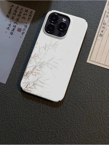 新中式秋竹~适用Phone14苹果15promax华为mate50e新款红米K60小米13适用oppoA96荣耀magic5一加11情侣手机壳