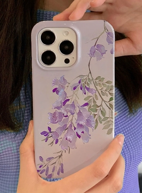 适用iPhone15/14promax手机壳华为nova11软IQOOneo8创意红米k70pro硬OPPOreno9小众vivos15小米14/13蓝花楹