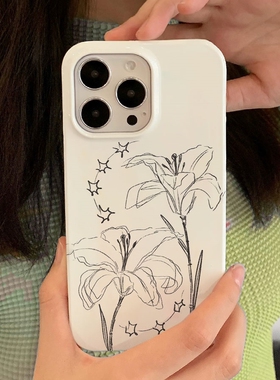 简约线条百合适用苹果16手机壳vivoS19华为P70mate70小米14Ultra /15promax新款oppofindx8荣耀300软vivox200