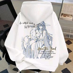 动漫狐妖小红娘涂山雅雅人物印花连帽卫衣秋冬加绒学生宽松上衣潮