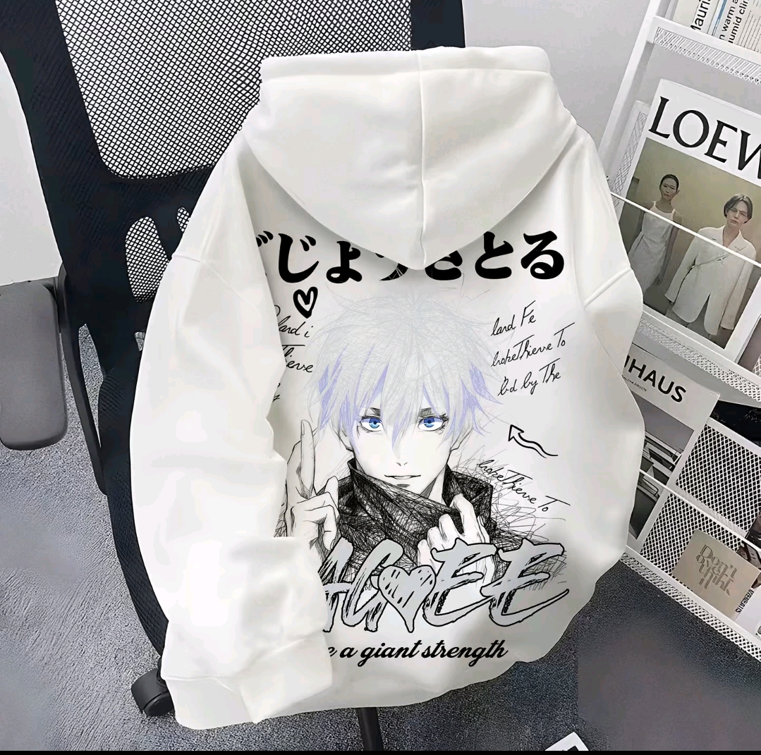 咒术回战五条悟印花连帽卫衣男