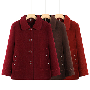 中老年妈妈装秋冬款毛呢外套加绒洋气奶奶冬季上衣加厚老太太衣服