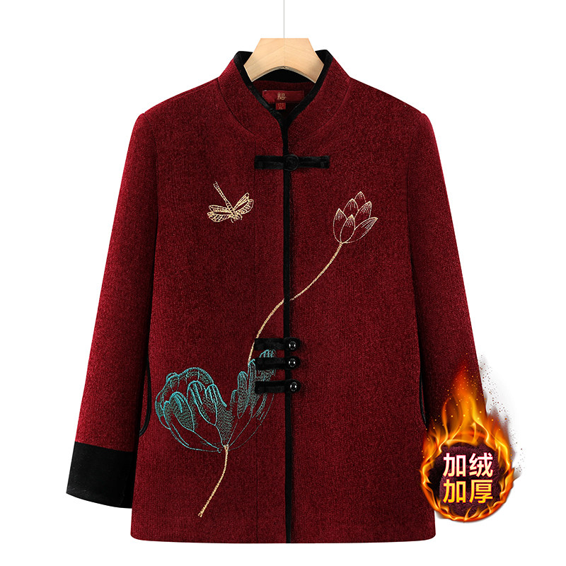 奶奶冬装外套老太太婚宴礼装衣服中老年人秋冬加绒上衣女妈妈唐装