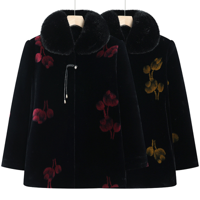 老年人冬装女奶奶仿皮草大码外套