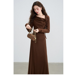 圣诞节穿搭新年战袍红色法式 巨好看 新款 女装 连衣裙子 秋冬季