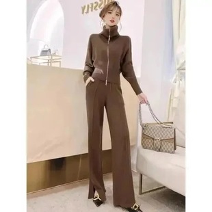 翻领拉链外套阔腿长裤 已出货 秋冬2025年新款 套装 两件套 时尚