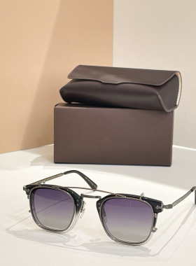 日系OP复古圆形板材近视墨镜夹片