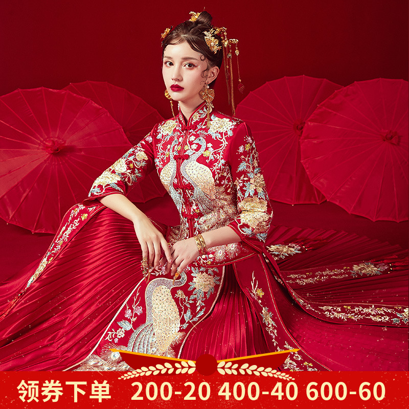 热销6件限时秒杀秀禾服新娘2019新款中式结婚服婚纱