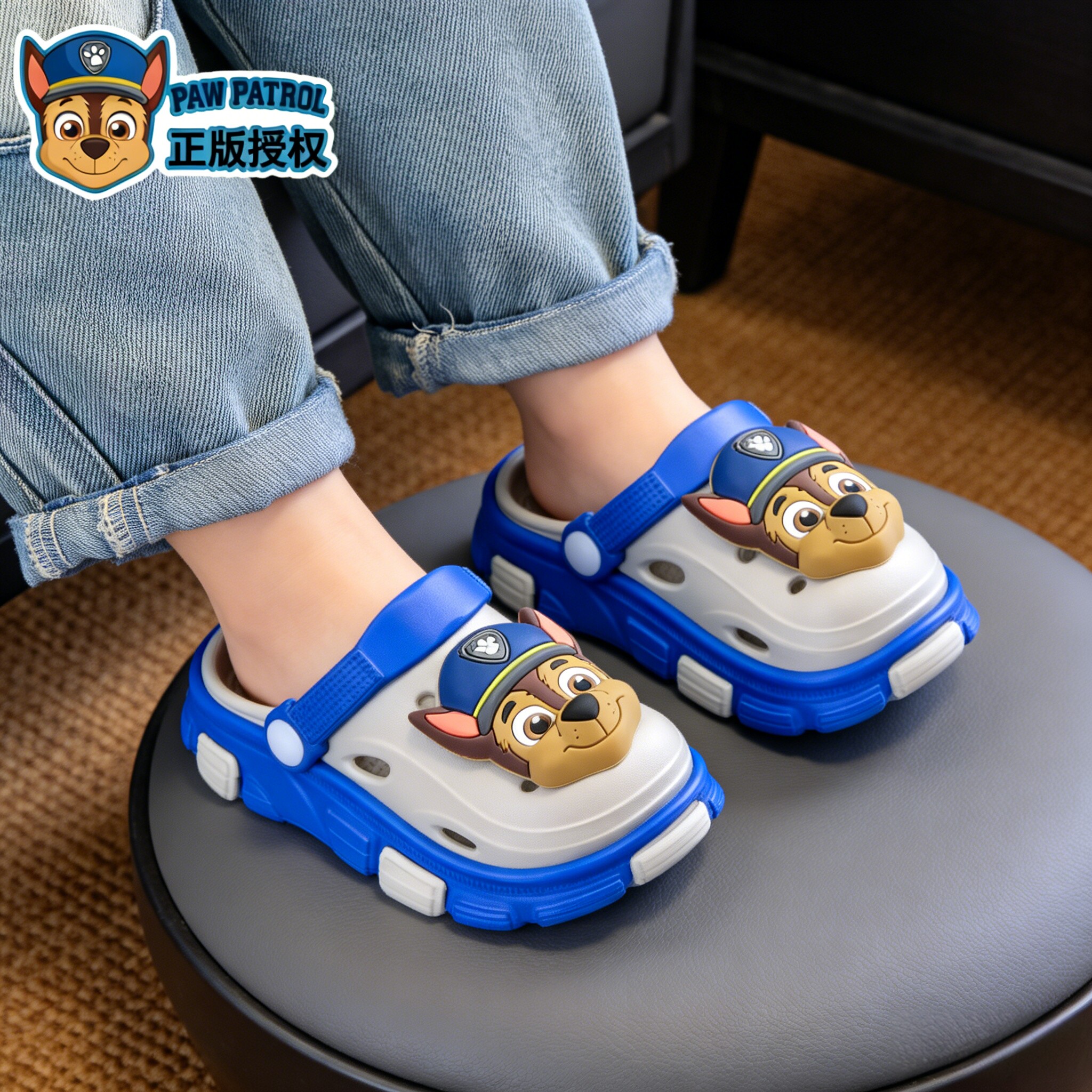 汪汪队阿奇男童洞洞鞋夏季外穿小孩凉鞋宝宝卡通防滑沙滩儿童拖鞋