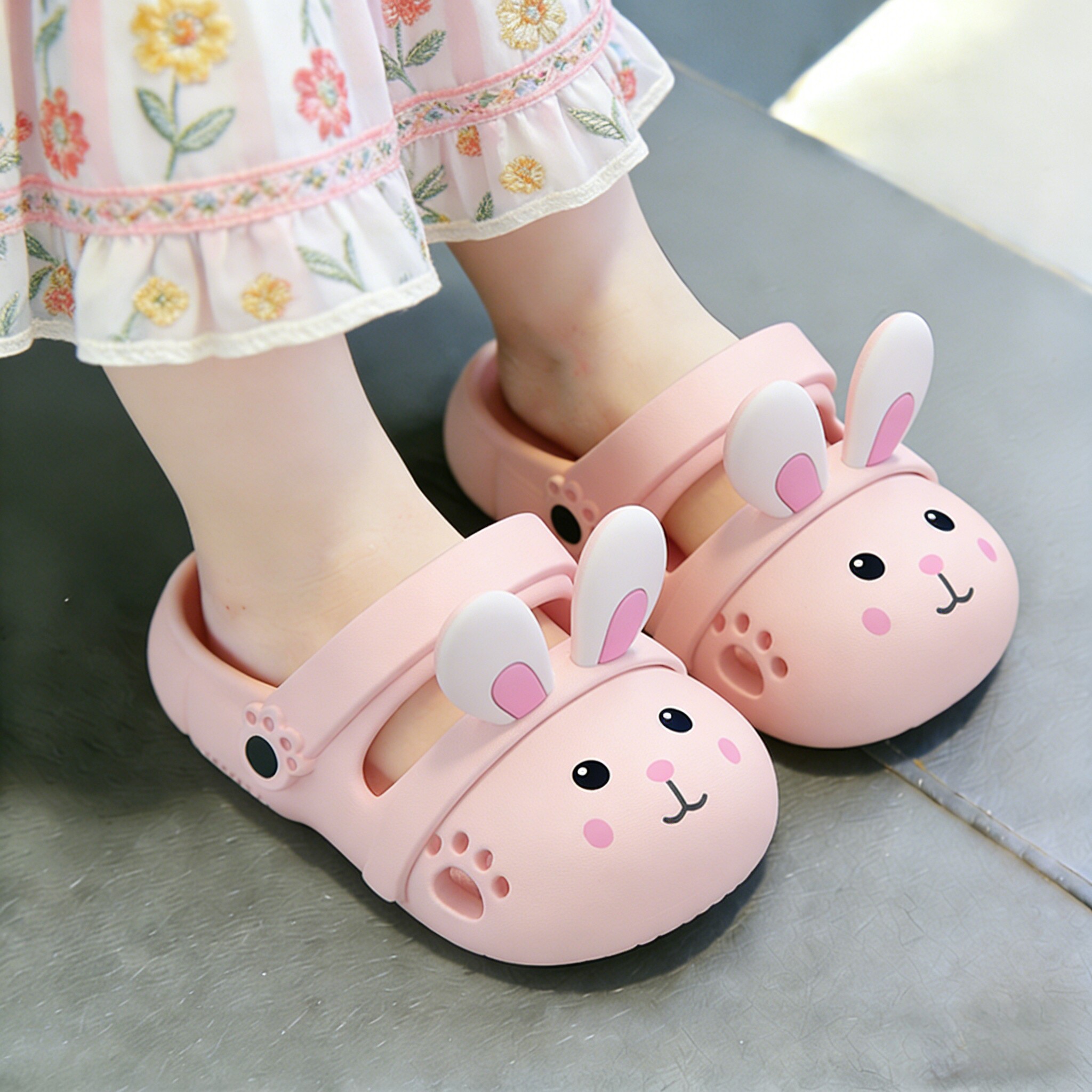 小兔子儿童洞洞鞋女童夏外穿婴幼儿宝宝防滑花园豆豆鞋凉拖鞋女孩