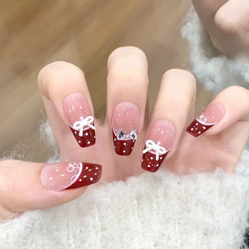 手工儿童美甲穿戴甲高级感中长款红芭蕾裙摆假指甲贴片2026年新款,彩妆/香水/美妆工具,穿戴甲/甲片,淘宝优惠券,粉丝福利购,淘宝优惠卷