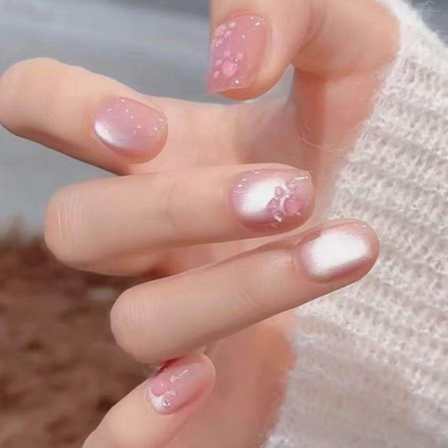 手工儿童美甲穿戴甲感短款猫爪奶冻猫眼假指甲贴片2026年新款,彩妆/香水/美妆工具,美甲工具,淘宝优惠券,粉丝福利购,淘宝优惠卷