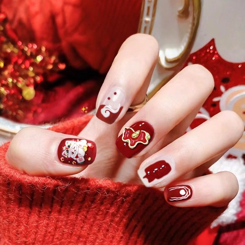 纯手工儿童美甲穿戴甲高级感短款醒狮云马猫眼假指甲贴2026年新款,彩妆/香水/美妆工具,美甲工具,淘宝优惠券,粉丝福利购,淘宝优惠卷