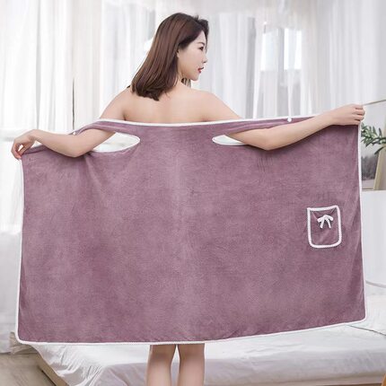 珊瑚绒浴裙比纯棉吸水加厚浴袍成人女浴衣家用洗澡巾a类可穿浴巾