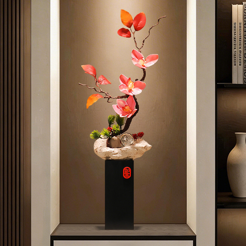 进门玄关壁龛陶瓷花瓶花盆摆件客厅仿真花艺花卉高档茶室桌装饰品