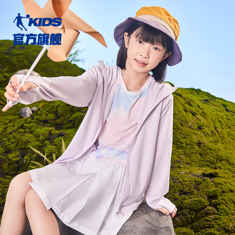 중국 새로운 중국 요르단 어린이 옷 어린이 태양 보호 옷 소녀 메쉬 통기성 피부 옷 큰 어린이 얇은 코트