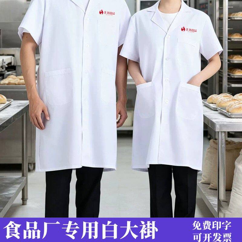 夏季食品厂工作服透气短袖烘焙肉制品粮油调味品白大褂
