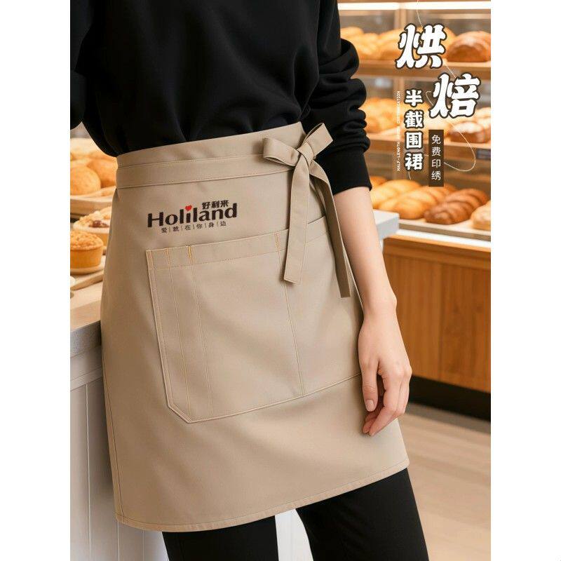 防油防水半截围裙工作服印logo餐饮烘焙奶茶店服务员专用围腰