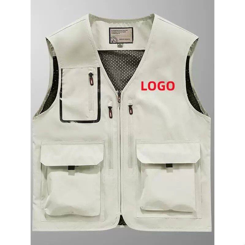 工装马甲印字logo户外反光多口袋马夹摄影钓鱼坎肩背心男女款