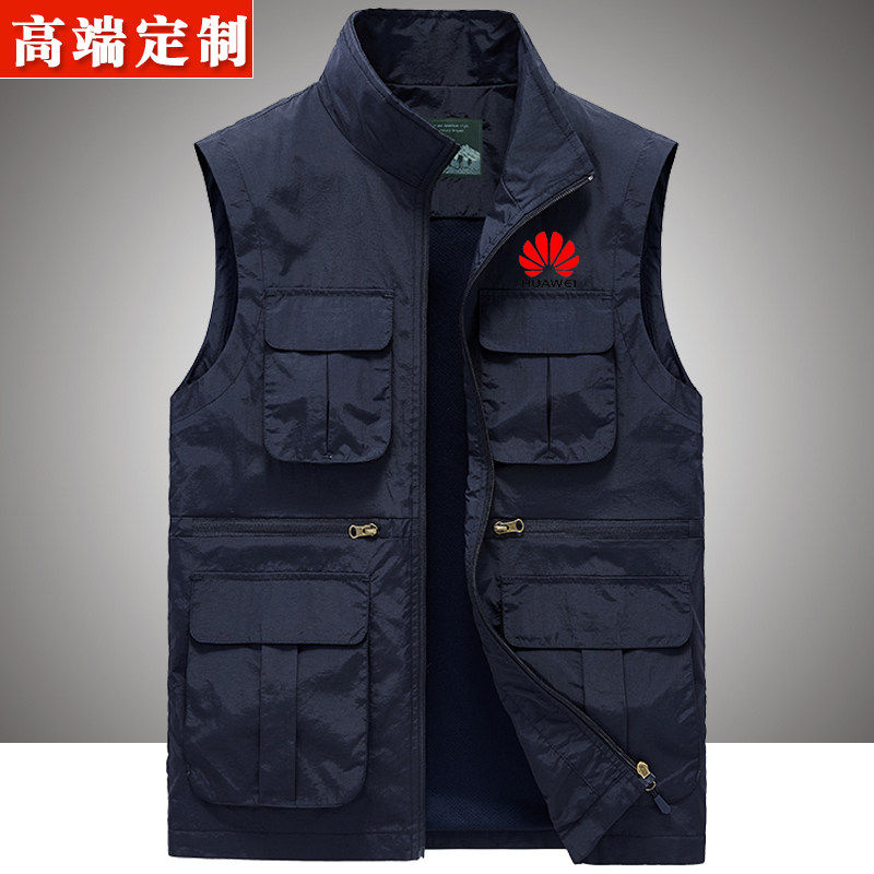 定制印logo字图案工作服多口袋马甲背心男士加大码外穿马夹工装薄