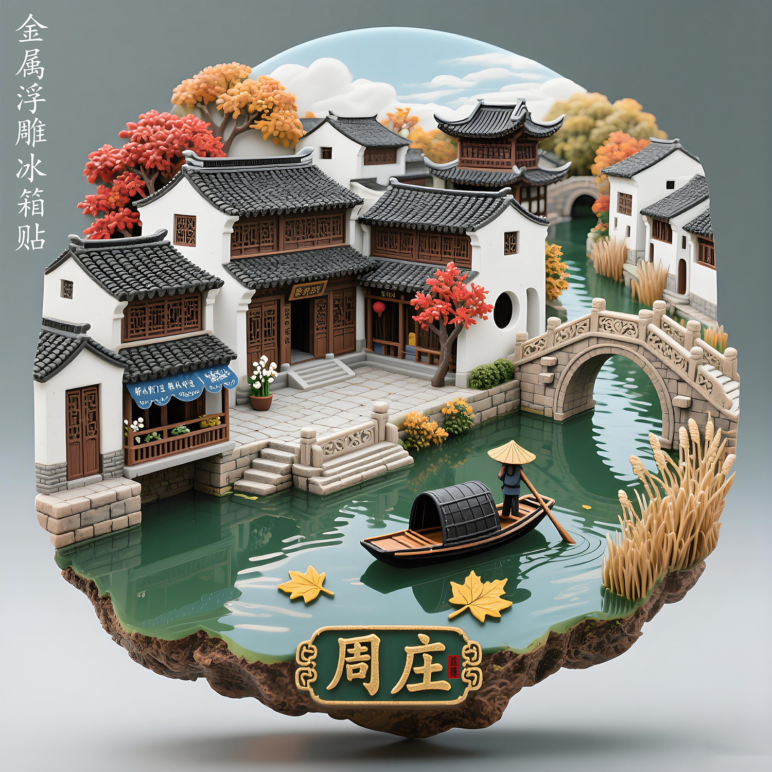 苏州周庄金属浮雕磁吸冰箱贴