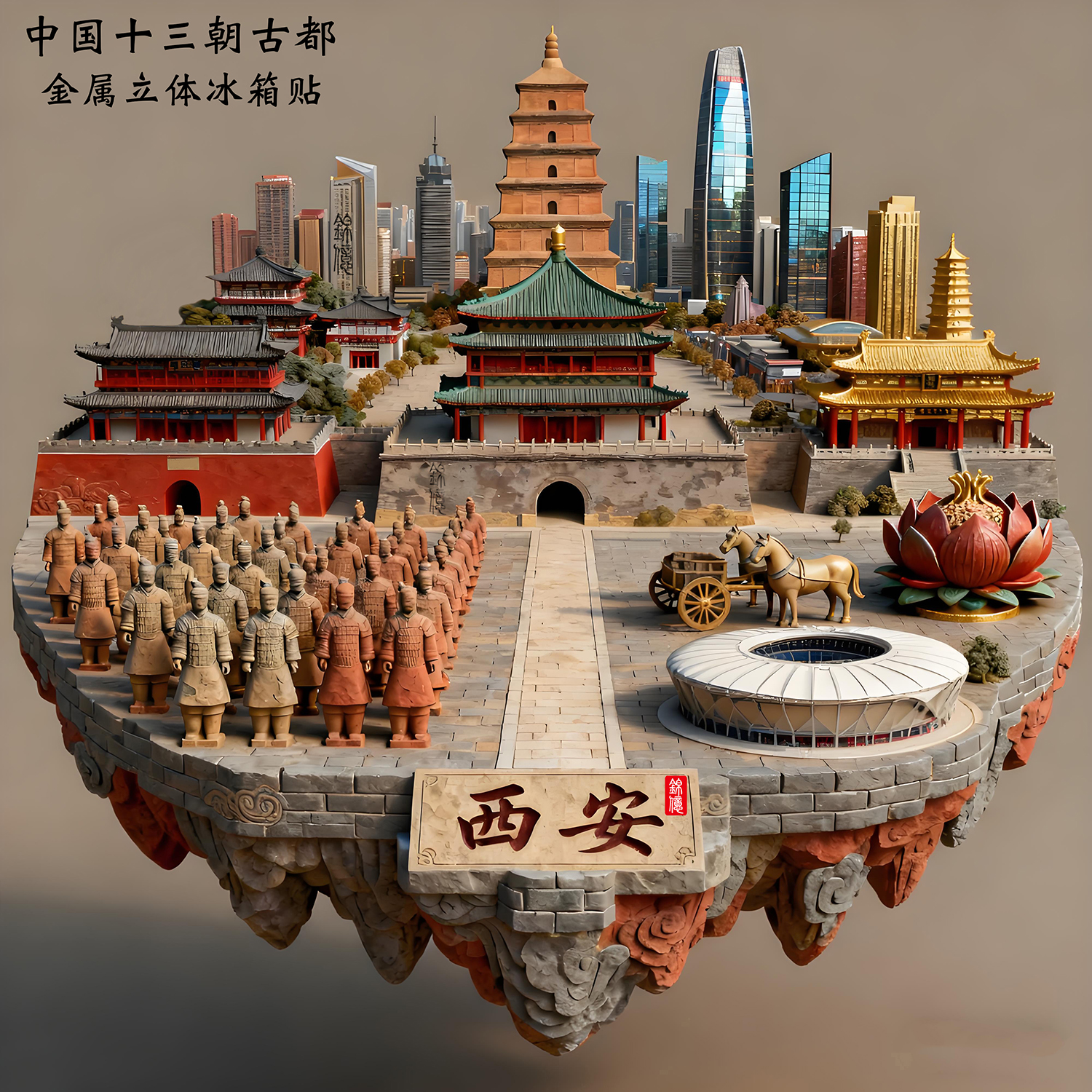 西安金属冰箱贴大雁塔纪念品