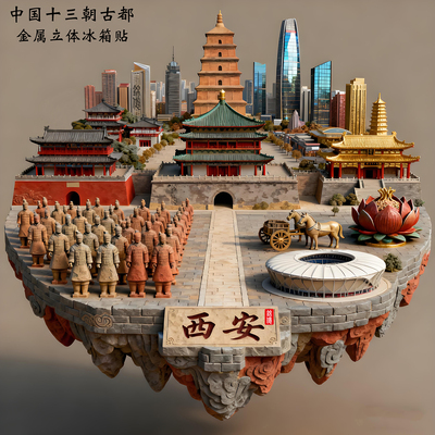 西安金属冰箱贴大雁塔纪念品