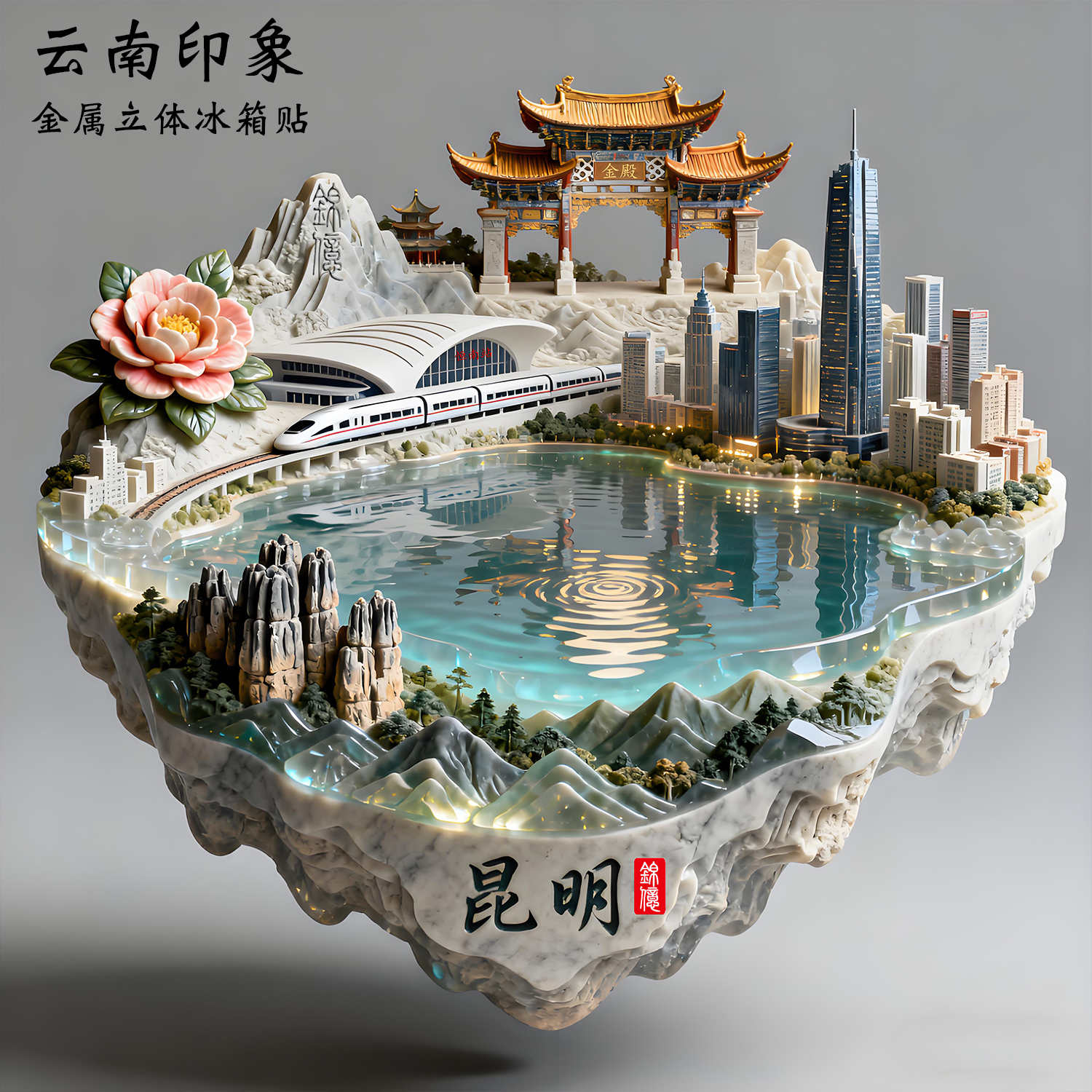 昆明金属立体浮雕冰箱贴