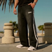 新款 篮球训练长裤 男士 双条拼接印花休闲直筒裤 运动裤 YOUNGLA美式