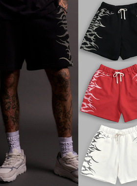 DARC SPORT男士短裤夏季运动健身棉质印花五分裤户外篮球训练短裤