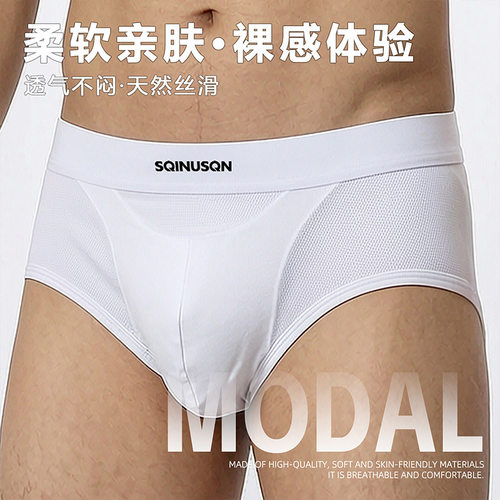 SQINUSQN/狮奇诺60支莫代尔三色高弹柔顺三角裤抑菌透气舒适