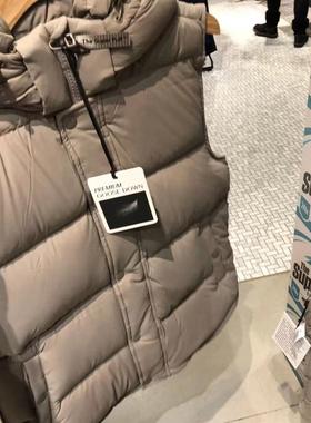 白鹅绒羽绒马甲2024款防水泡芙背心puff连帽纯色女短款加厚外套