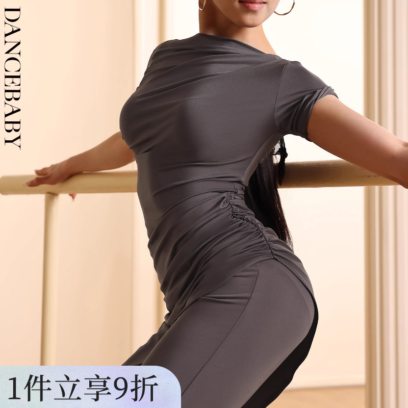 拉丁舞女士短袖上衣练功服