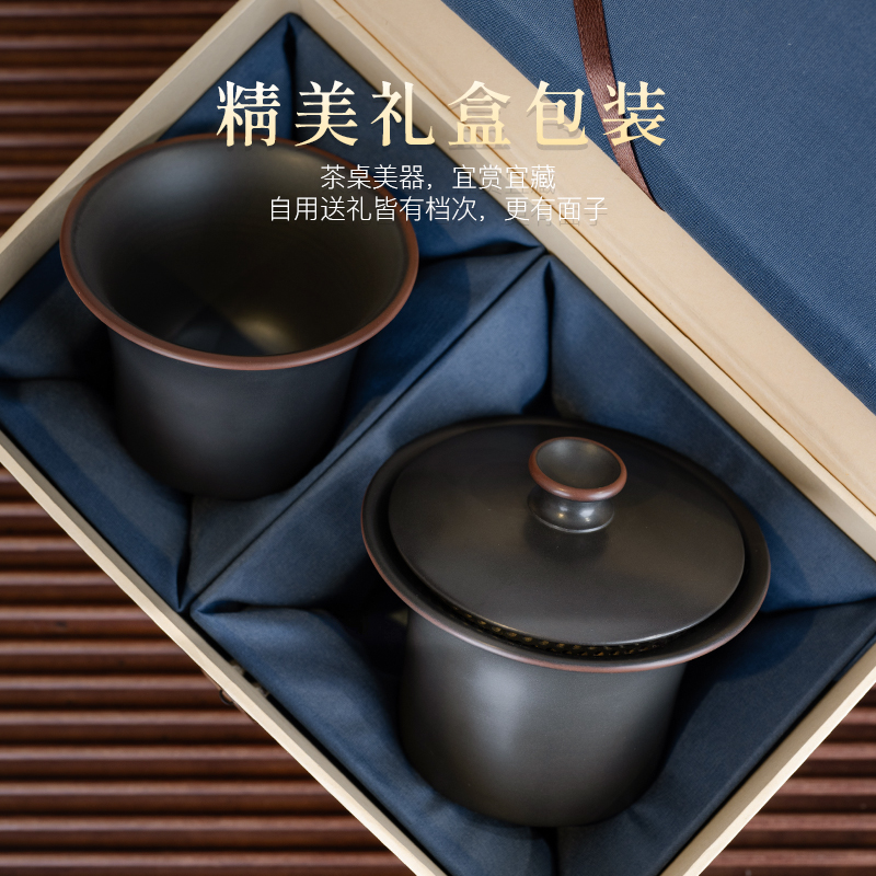 钦州坭兴陶马蹄盖碗手抓壶不烫手泡茶碗单个高档茶壶便携式茶具