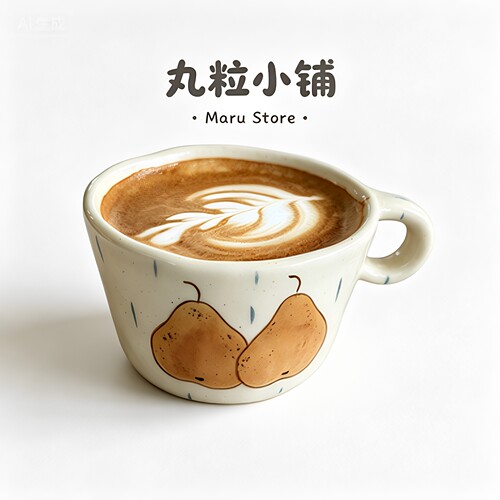 丸粒小铺Maru Store·复古日式手绘梨子陶瓷马克杯大容量咖啡杯