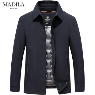 可拆卸内胆翻领保暖外套爸爸装 新款 2025冬季 高端鹅绒羽绒服男短款